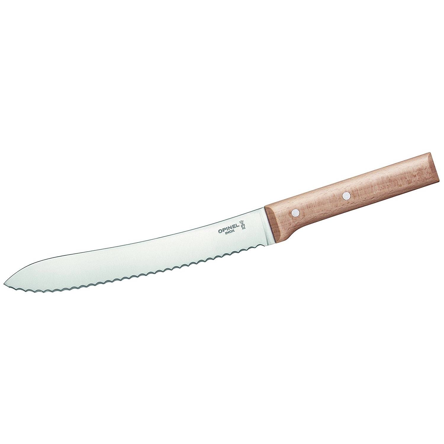 Opinel 254338 Brotmesser Parallele Sandvik-Stahl mit Wellenschliff, Griff: Buche, 34,3 cm, Klingenlänge 21 cm, natur