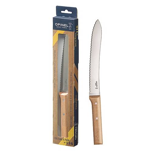 Opinel 254338 Brotmesser Parallele Sandvik-Stahl mit Wellenschliff, Griff: Buche, 34,3 cm, Klingenlänge 21 cm, natur