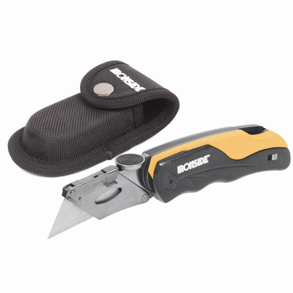 Ironside 127-404 Trapez-Klappmesser Bi-Komponentenheft, schwarz/gelb/grau