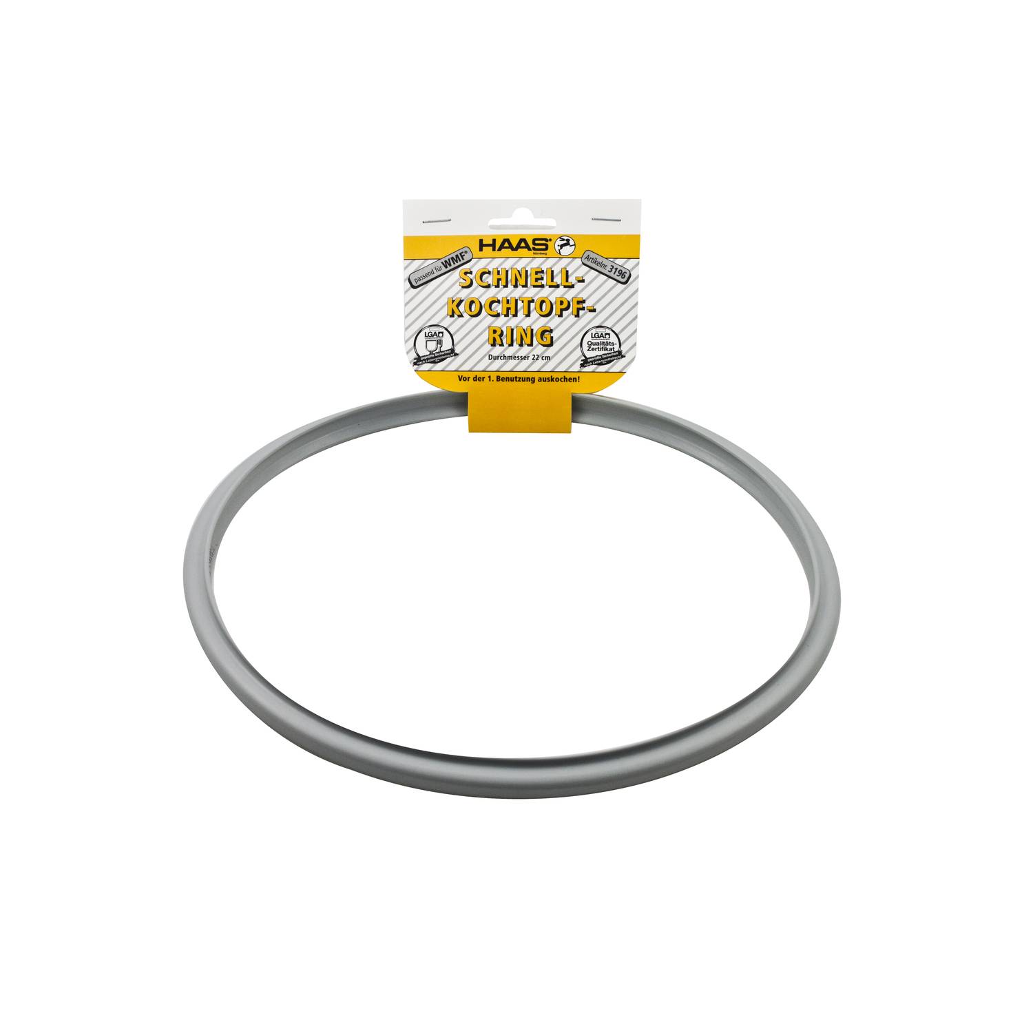 HAAS 3196 Schnellkochtopf Dichtungsring Innen Ø 22 cm, für WMF Perfect Schnellkochtöpfe, grau