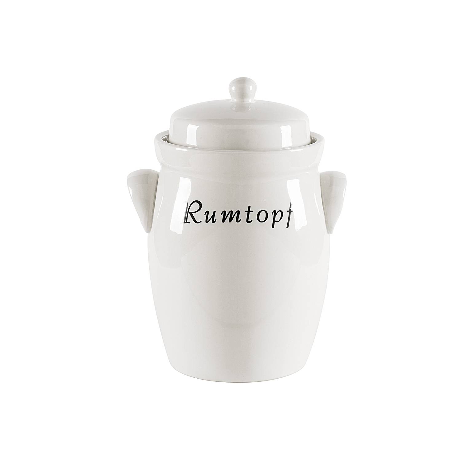 Nik. Schmitt & Sohn 70015 Rumtopf "Creme" aus Steinzeug, mit Beschriftung und Henkeln, 5 l, weiß