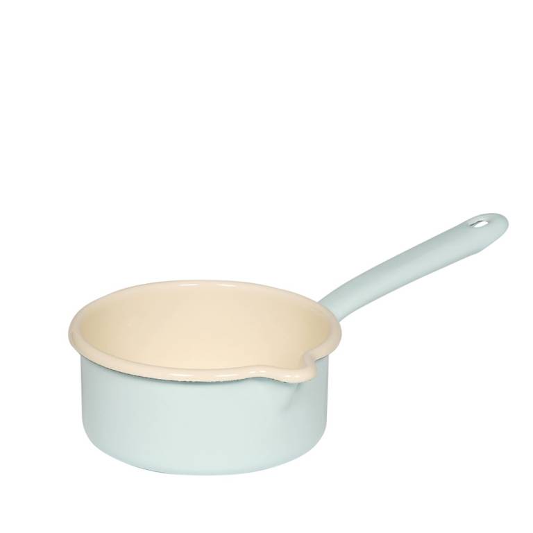 Riess Stielkasserolle mit großem Ausguss Ø14cm 0,8L Pastell Türkis Emaille