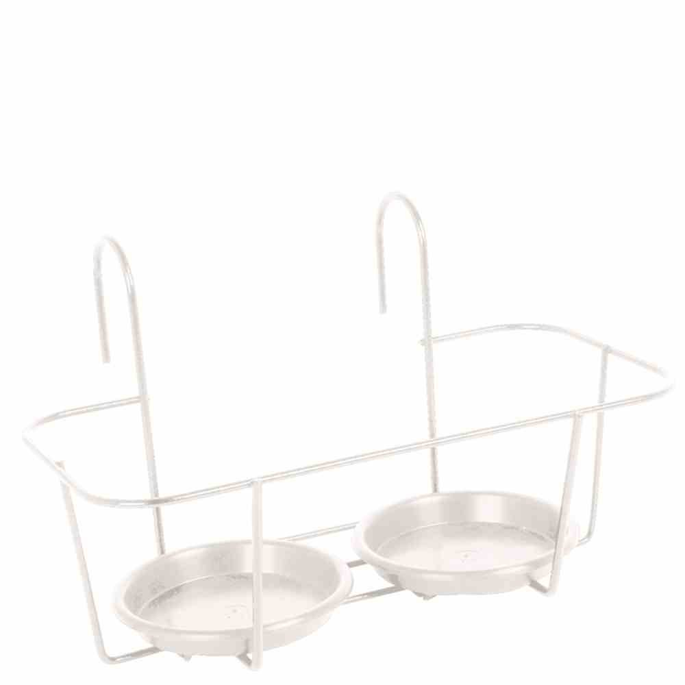 Jardifer 330-095 Blumentopfhalter mit Haken für 2 Töpfe, weiß (1 Stück)