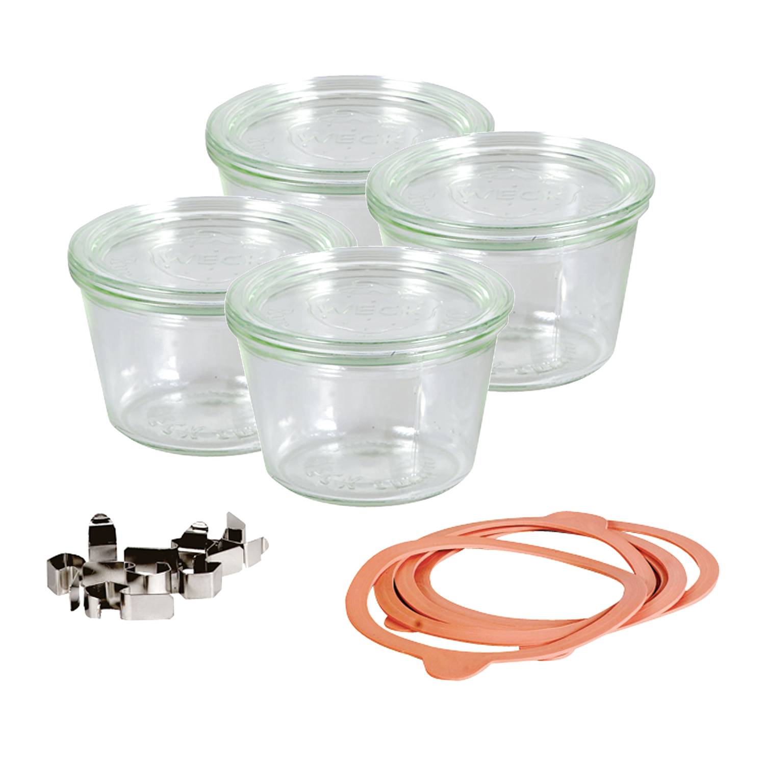 WECK 741805 Sturzglas mit 250 ml Nennvolumen, 7,5 cm hoch, klar (4er Pack)