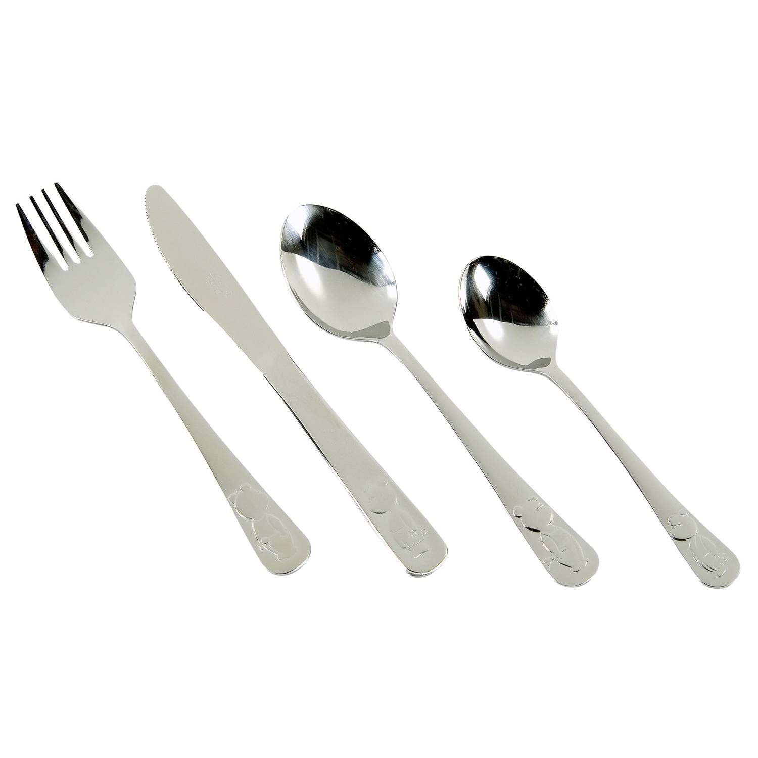CS Kochsysteme 376007 Kinderbesteck-Set "Bär", im Etui, Edelstahl, silber, 4-teilig (1 Set)
