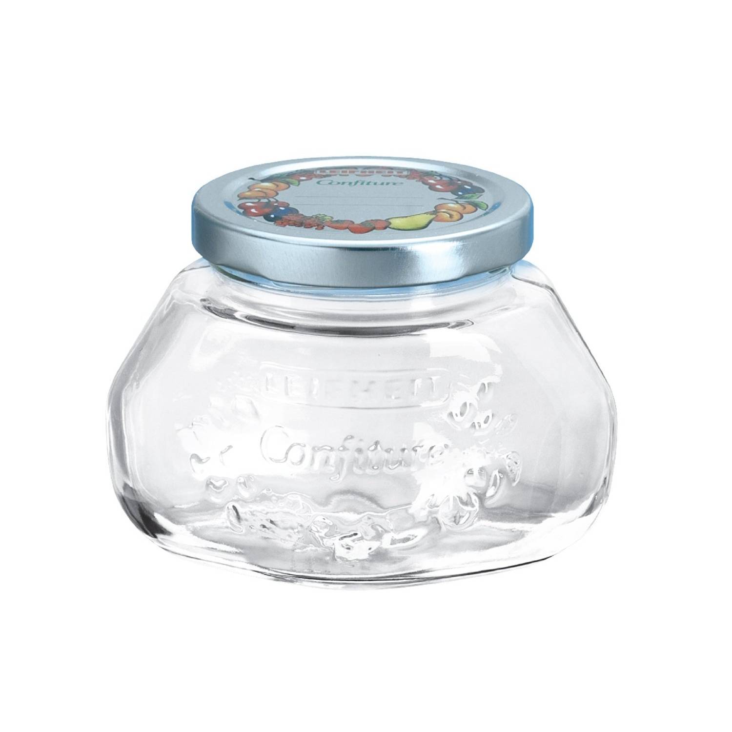 Leifheit 36003 Frucht & Fun Marmeladen-/ Einkoch-/ Geleeglas mit Deckel, 250ml, H 7,5cm, klar