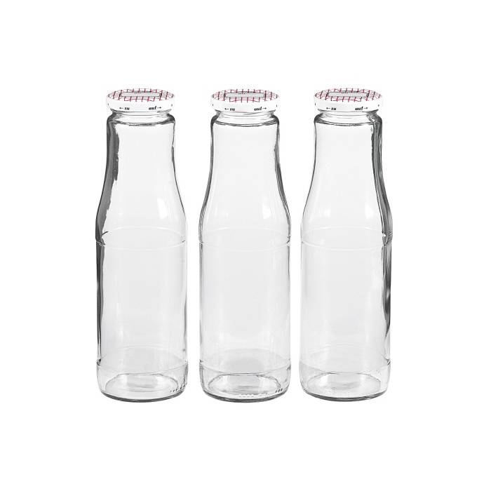 EmSy 59504/03 Saftflasche 750ml H 25 cm, mit "Dreh zu"-Verschluss Ø 53mm, klar (3er Pack)