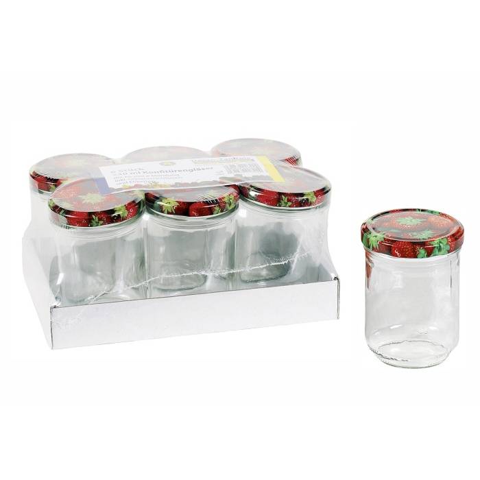 Dosen-Zentrale Züchner 2023066t6erdbeerdzh 6er Tray 230ml Sturzgl.TO66 E, klar/rot/grün (6er Pack)