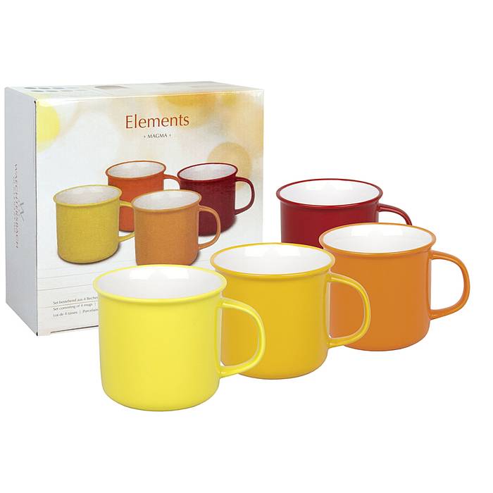 WAECHTERSBACH 41 5 971 3000 Elements Kaffeebecher Magma, Bone China Porzellan, 380 ml, magma (4er Pack)