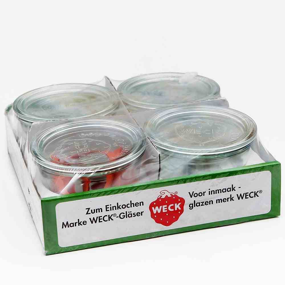 WECK 4T7-41 Sturz-Glas 1/4L inkl. Ringe und Klammern, klar (4er Pack)