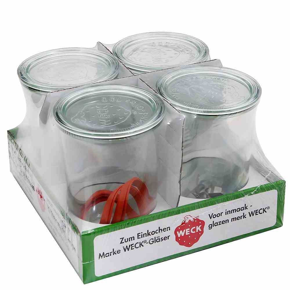 WECK 4T7-43 Sturz-Glas 3/4L inkl. Ringe und Klammern, klar (4er Pack)