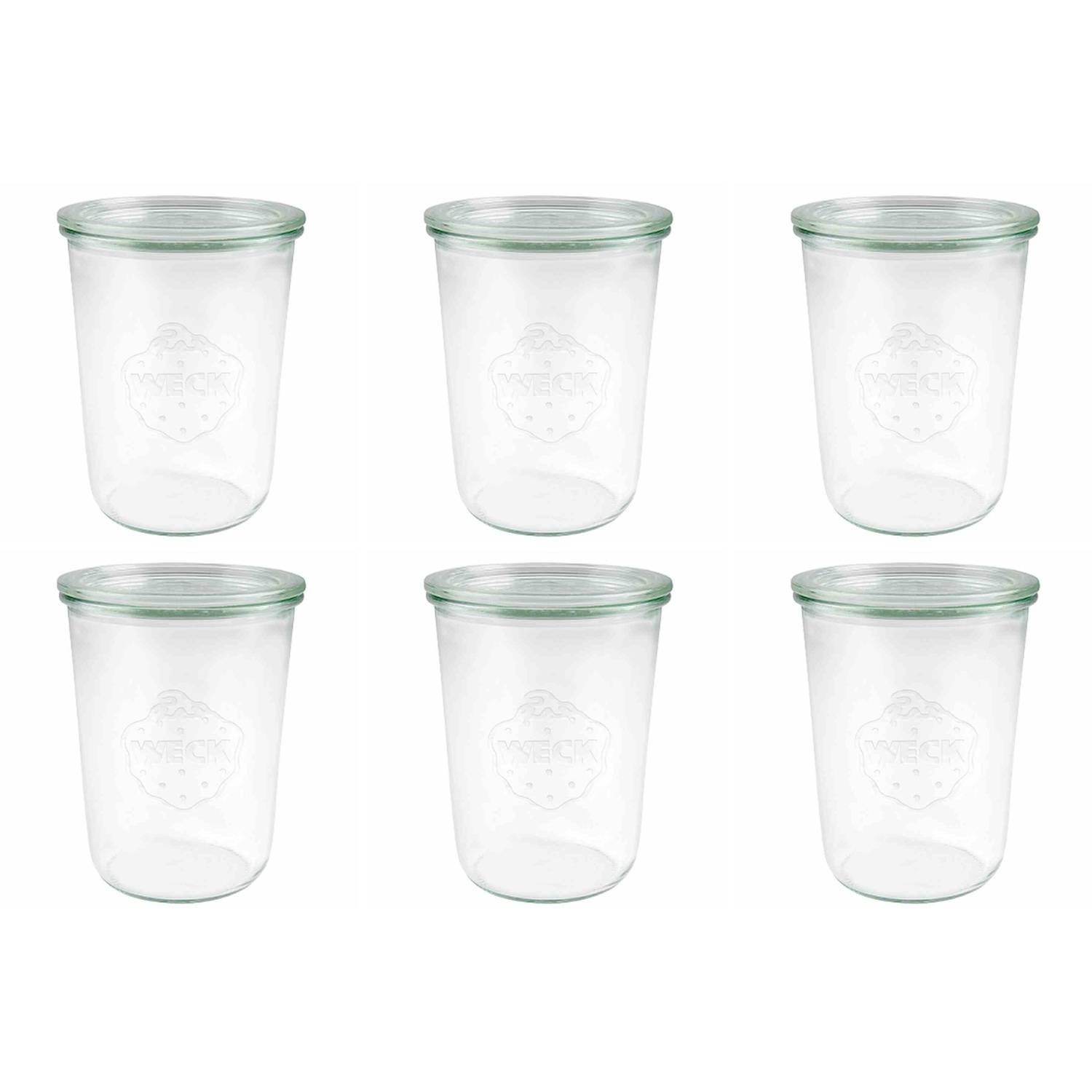 WECK 743- Sturzform-Glas mit Glasdeckel, 850 ml, klar, 12-teilig (1 Set)
