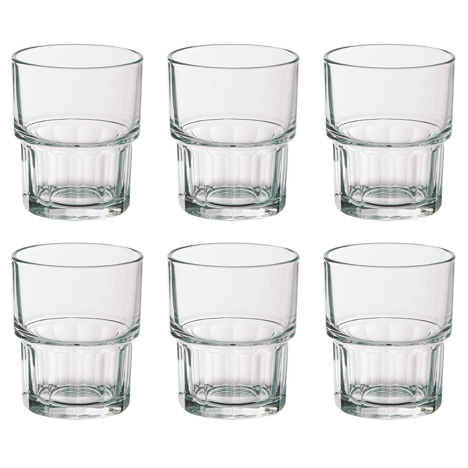 EDUPLAY 110422 Gläser für Kinder, Hartglas, 100 ml, Ø 7 cm, H 8 cm, stapelbar, klar (6er Pack)