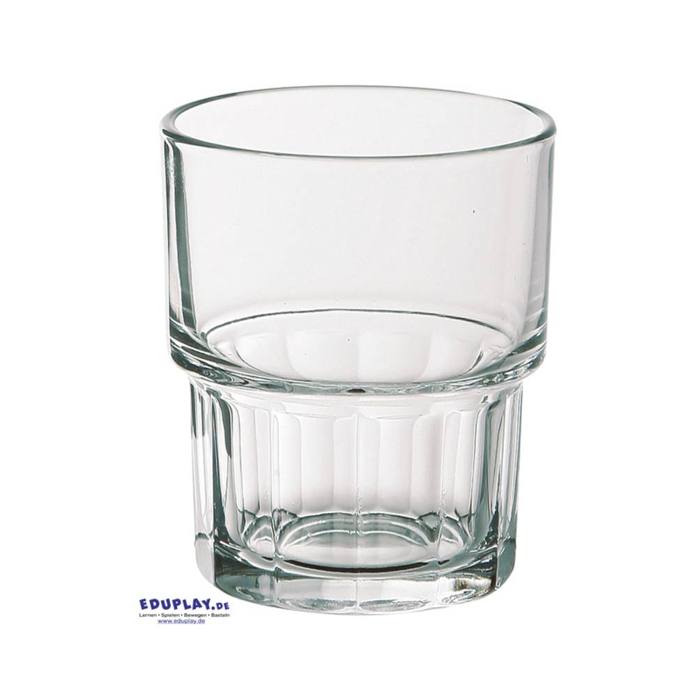 EDUPLAY 110422 Gläser für Kinder, Hartglas, 100 ml, Ø 7 cm, H 8 cm, stapelbar, klar (6er Pack)