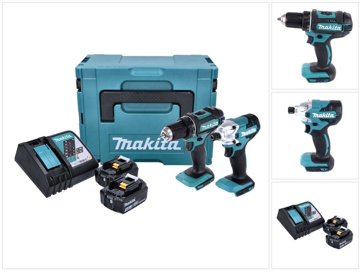 Makita DLX 2339 J Akku Combo Kit DDF 482 Akku Bohrschrauber + DTD 156 Akku Schlagschrauber + 2x Akku 3,0 Ah + Ladegerät + Makpac