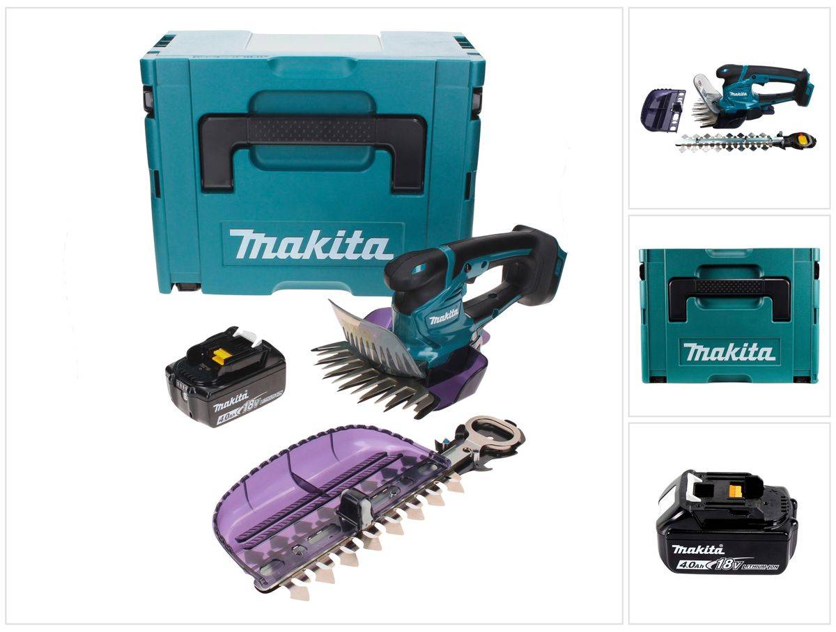 Makita DUM 604 M1XJ Akku Grasschere 18 V mit Gras- und Strauchscherblatt + 1x Akku 4,0 Ah + Makpac - ohne Ladegerät