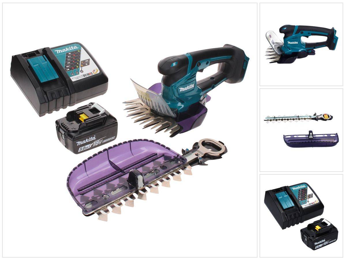 Makita DUM 604 RT1X Akku Grasschere 18 V mit Gras- und Strauchscherblatt + 1x Akku 5,0 Ah + Ladegerät