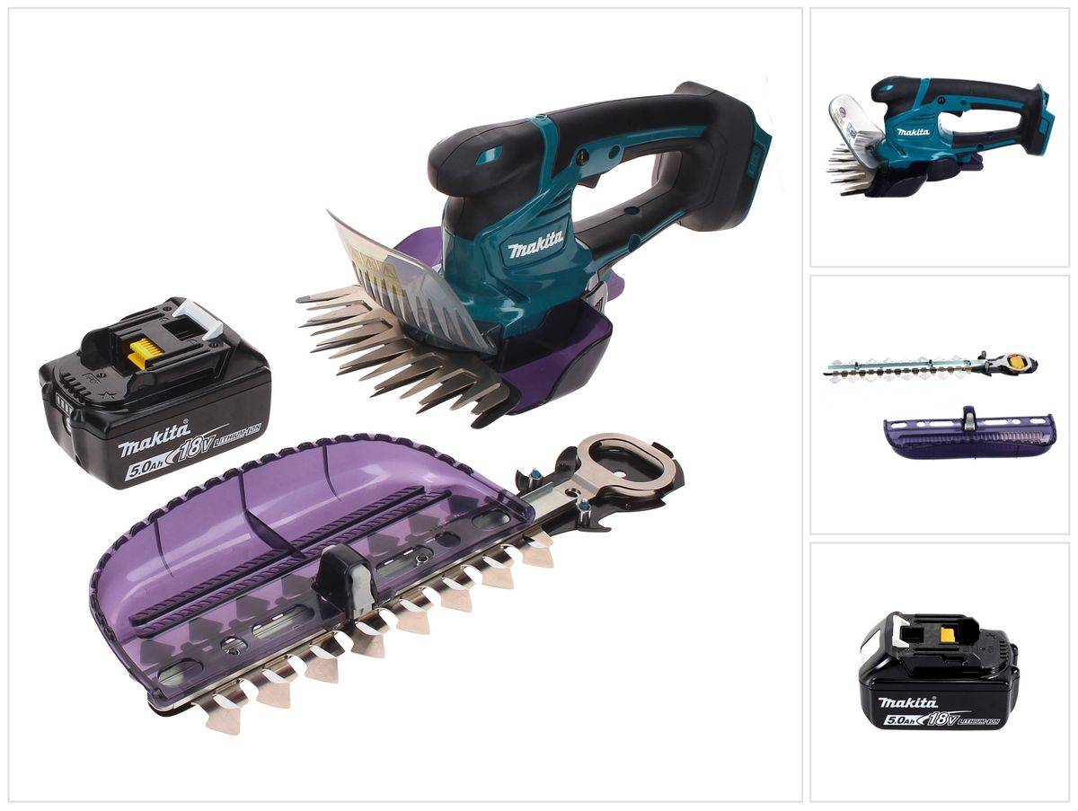 Makita DUM 604 T1X Akku Grasschere 18 V mit Gras- und Strauchscherblatt + 1x Akku 5,0 Ah - ohne Ladegerät