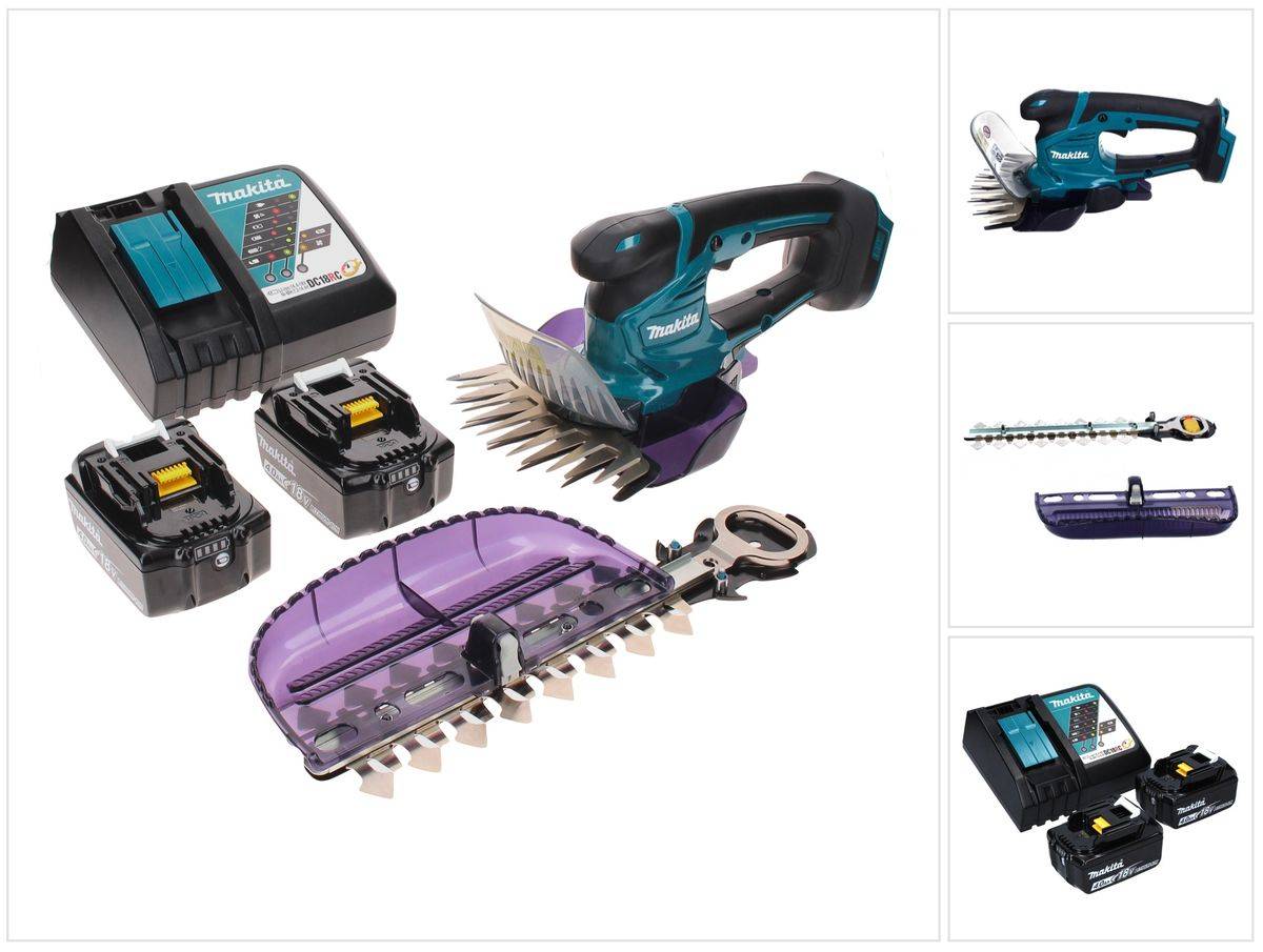 Makita DUM 604 RMX Akku Grasschere 18 V mit Gras- und Strauchscherblatt + 2x Akku 4,0 Ah + Ladegerät