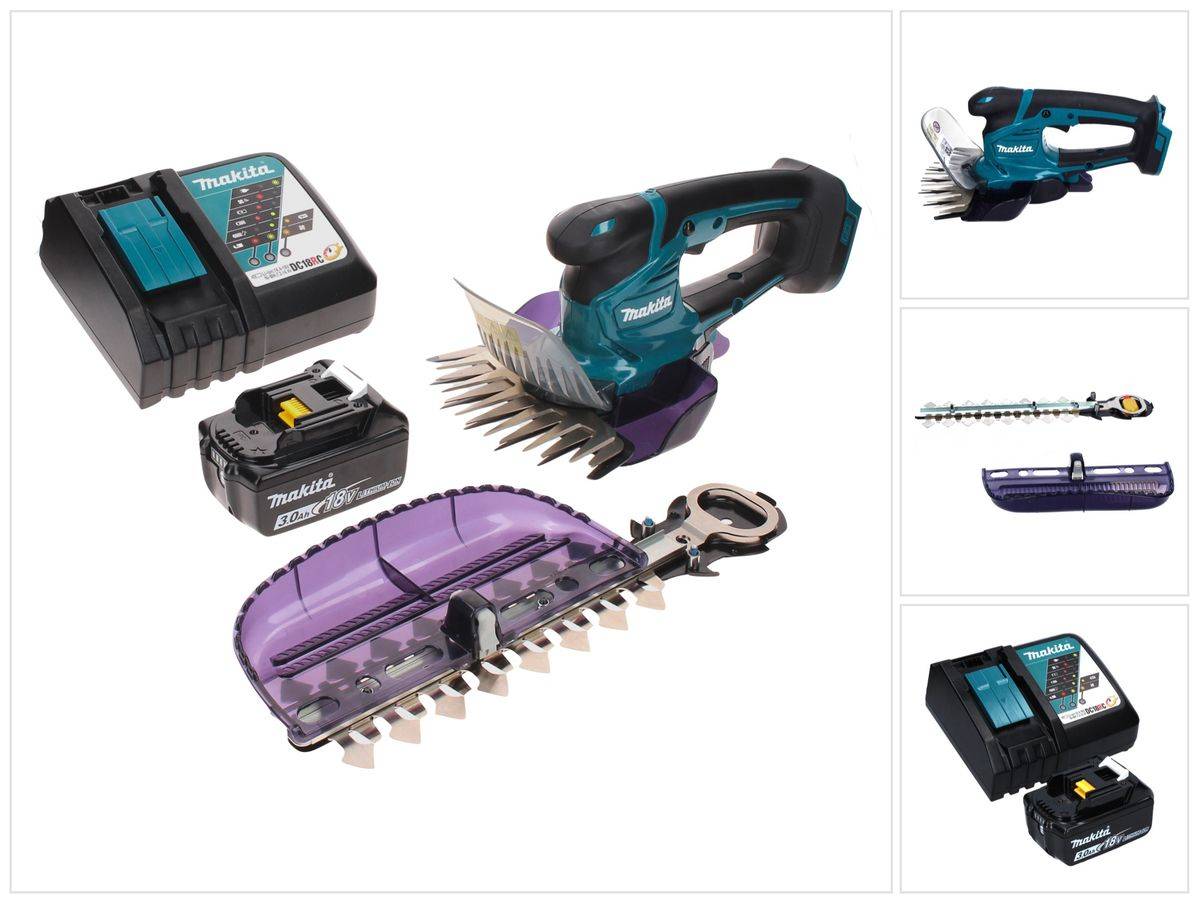 Makita DUM 604 RF1X Akku Grasschere 18 V mit Gras- und Strauchscherblatt + 1x Akku 3,0 Ah + Ladegerät