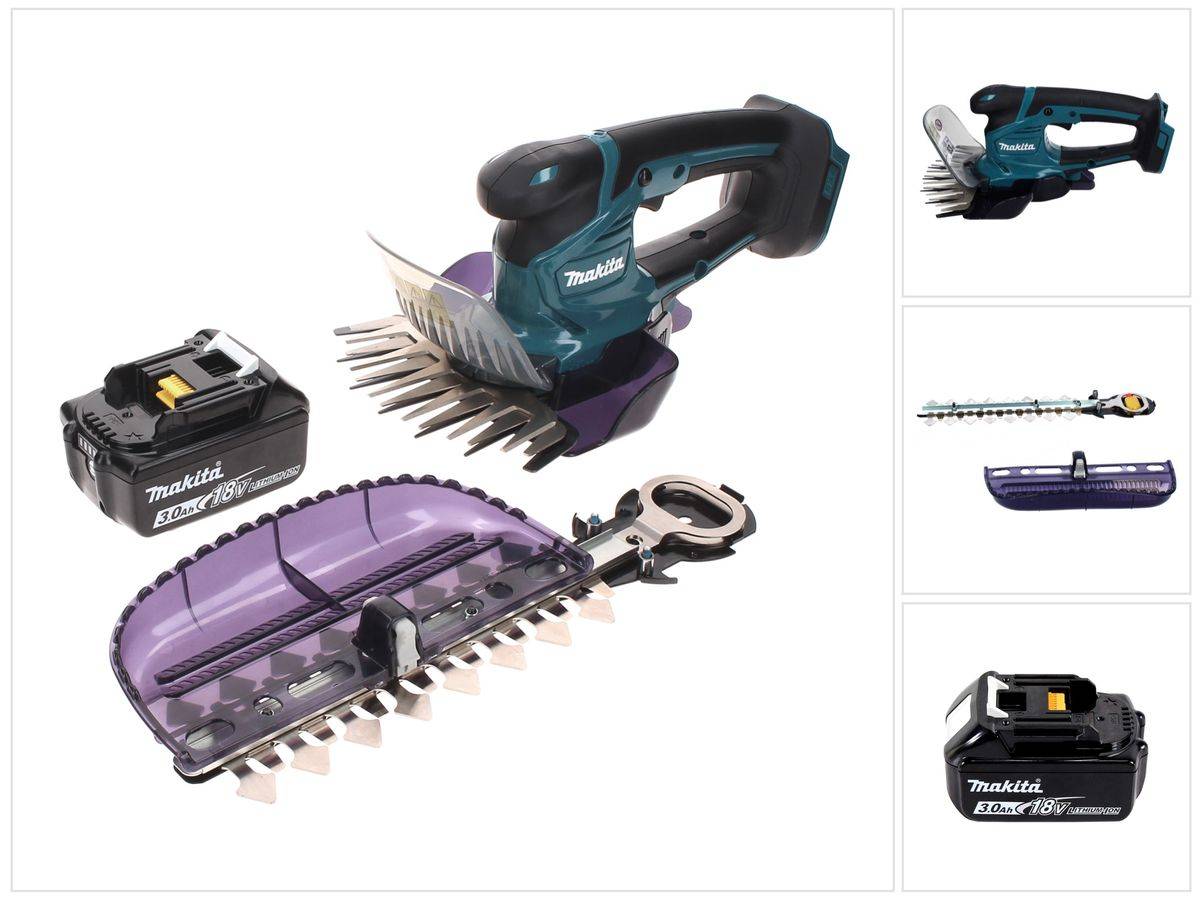 Makita DUM 604 F1X Akku Grasschere 18 V mit Gras- und Strauchscherblatt + 1x Akku 3,0 Ah - ohne Ladegerät