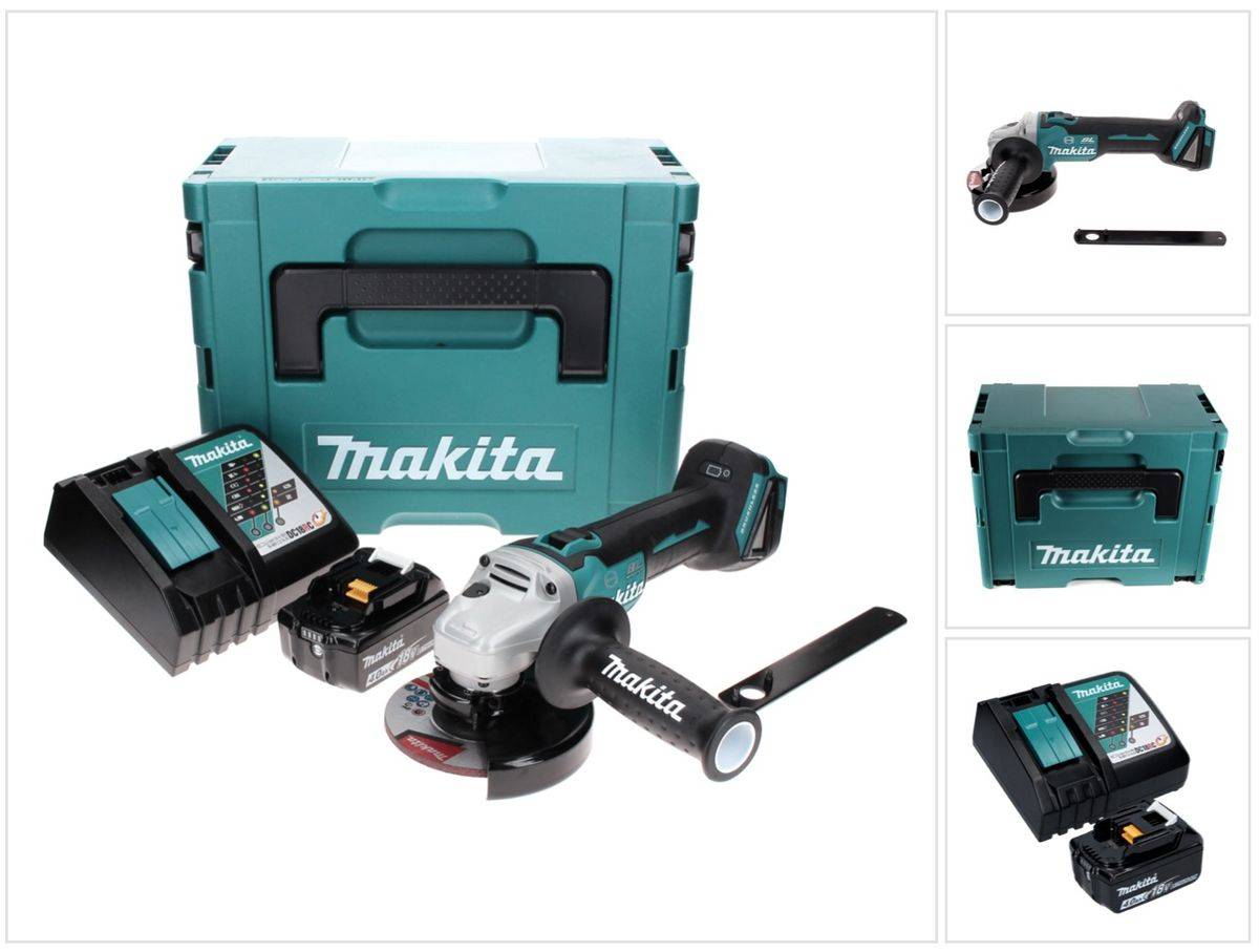 Makita DGA 506 RM1J Akku Winkelschleifer 18 V 125 mm Brushless + 1x Akku 4,0 Ah + Ladegerät + Makpac