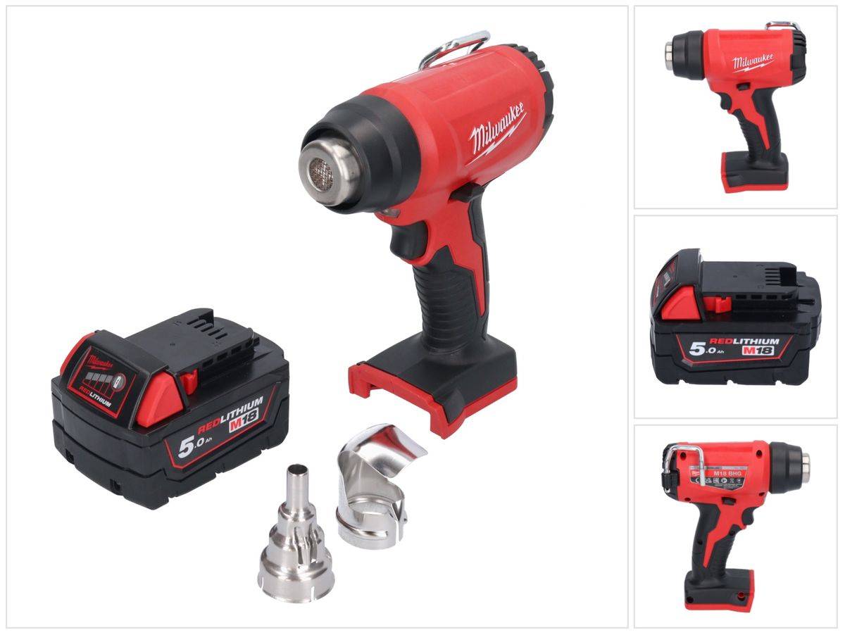 Milwaukee M18 BHG-501 Akku Heißluftgebläse 18 V 470 °C + 1x Akku 5,0 Ah - ohne Ladegerät