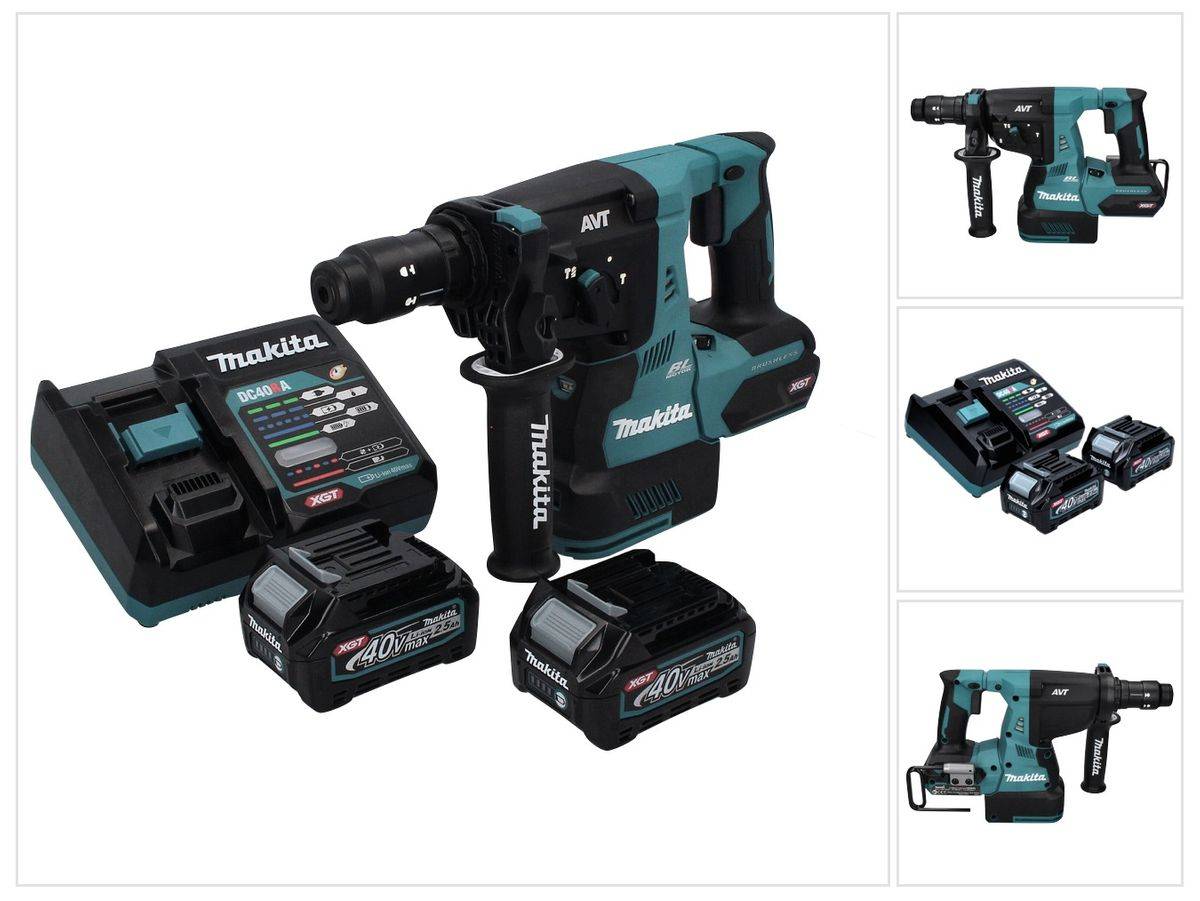 Makita HR 004 GD2 Akku Kombihammer 40 V max. 2,8 J SDS plus XGT Brushless + 2x Akku 2,5 Ah + Ladegerät
