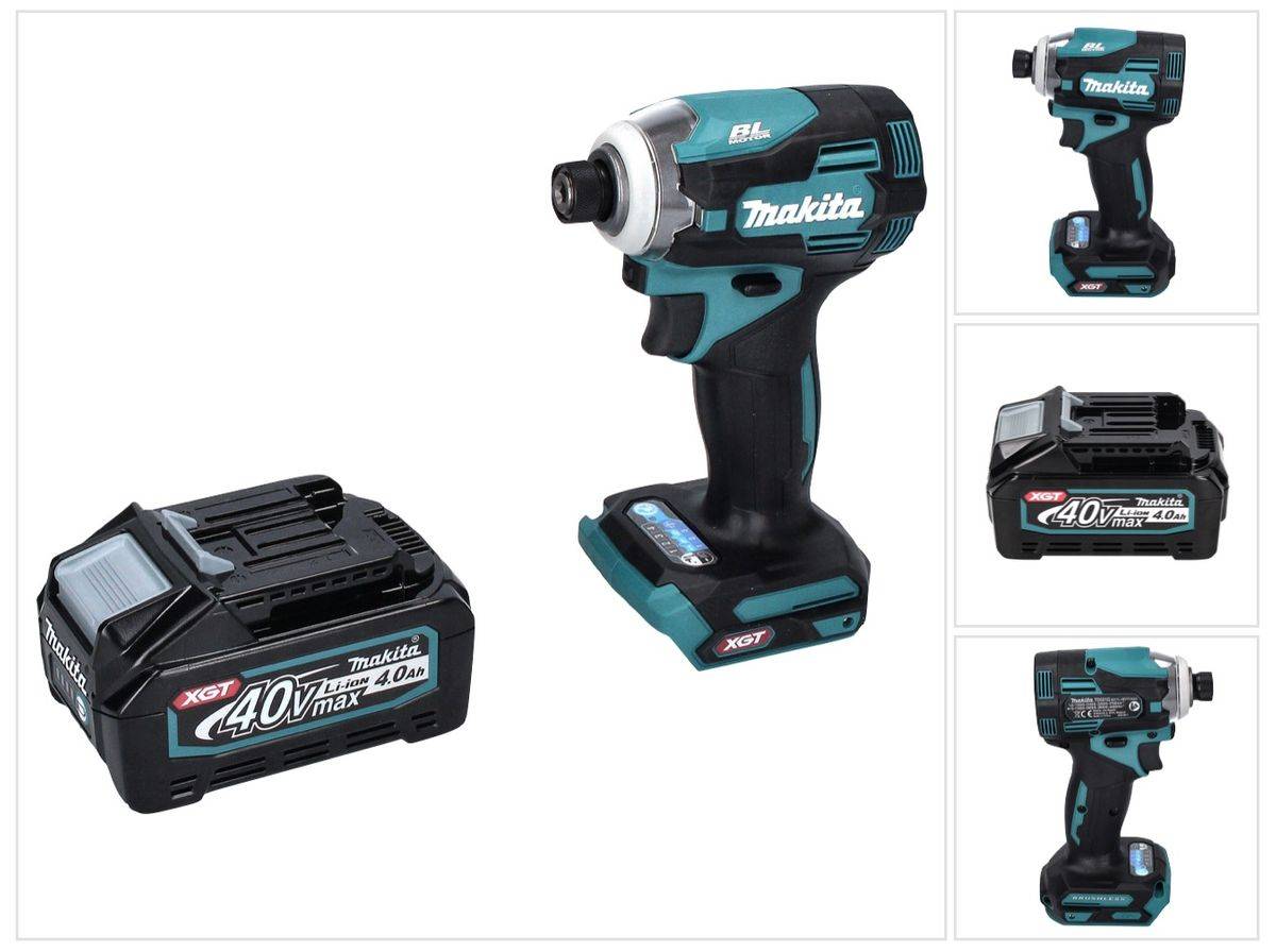 Makita TD 001 GM1 Akku Schlagschrauber 40 V 220 Nm 1/4" XGT Brushless + 1x Akku 4,0 Ah - ohne Ladegerät