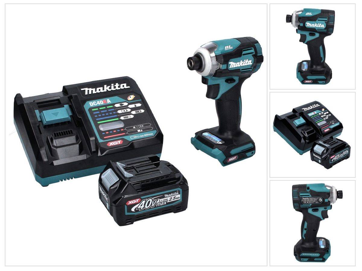 Makita TD 001 GD1 Akku Schlagschrauber 40 V 220 Nm 1/4" XGT Brushless + 1x Akku 2,5 Ah + Ladegerät