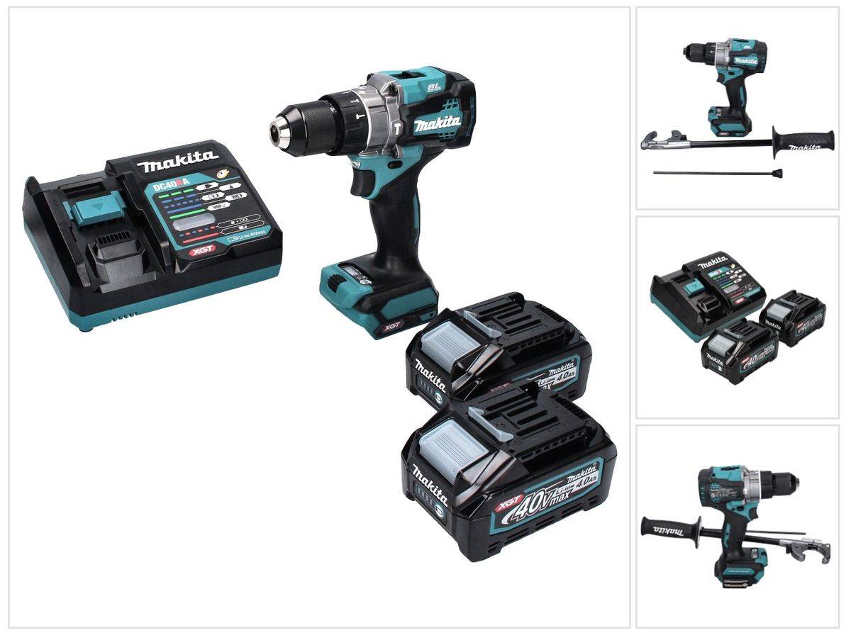 Makita HP 001 GM2 Akku Schlagbohrschrauber 40 V max. 140 Nm XGT Brushless + 2x Akku 4,0 Ah + Ladegerät