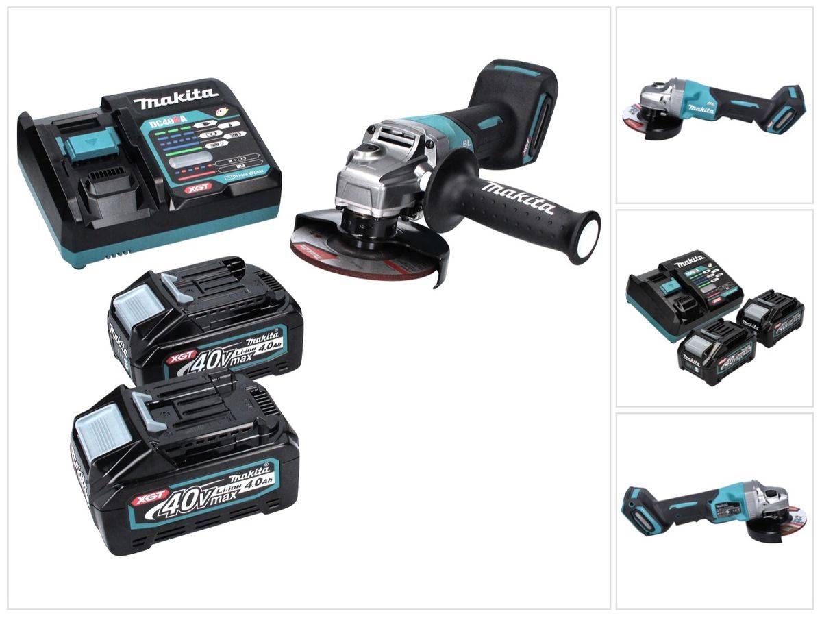 Makita GA 016 GM2 Akku Winkelschleifer 40 V max. 125 mm Brushless XGT + 2x Akku 4,0 Ah + Ladegerät