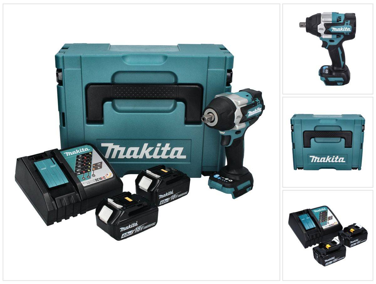 Makita DTW 701 RMJ Akku Schlagschrauber 18 V 700 Nm 1/2" XPT Brushless + 2x Akku 4,0 Ah + Ladegerät + Makpac