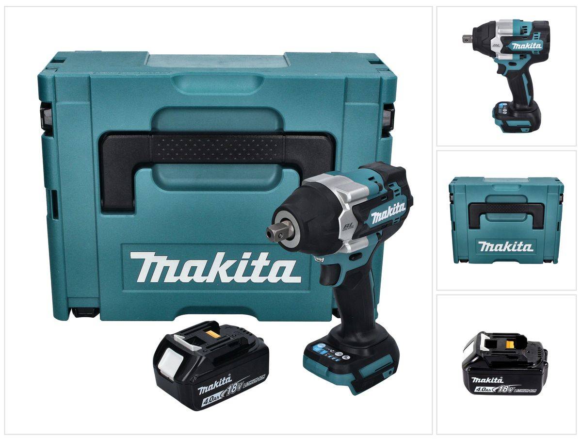 Makita DTW 701 M1J Akku Schlagschrauber 18 V 700 Nm 1/2" XPT Brushless + 1x Akku 4,0 Ah + Makpac - ohne Ladegerät