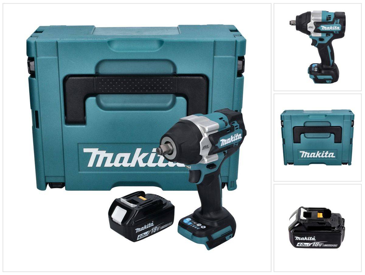 Makita DTW 700 M1J Akku Schlagschrauber 18 V 700 Nm 1/2" XPT Brushless + 1x Akku 4,0 Ah + Makpac - ohne Ladegerät