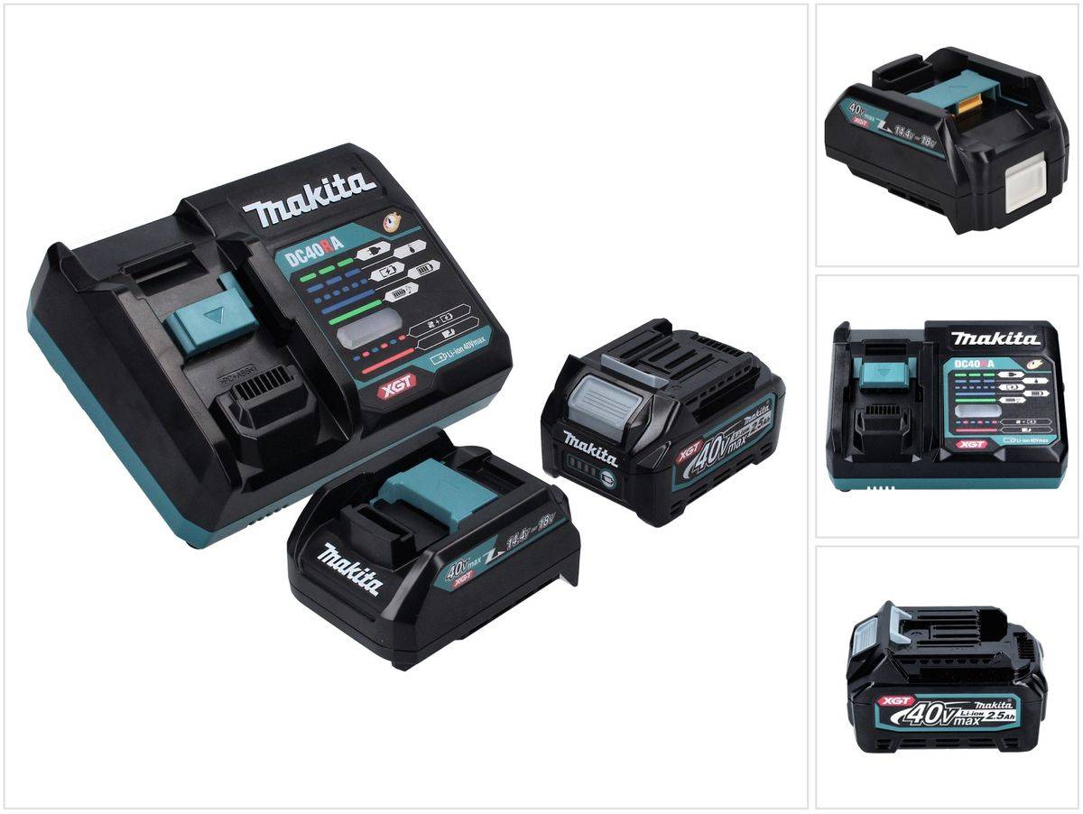 Makita Power Source Kit 40 V max. mit BL 4025 Akku 2.5 Ah ( 191B36-3 ) + DC 40 RA Schnell Ladegerät ( 191E07-8 ) + ADP10 Ladeadapter LXT auf XGT 14