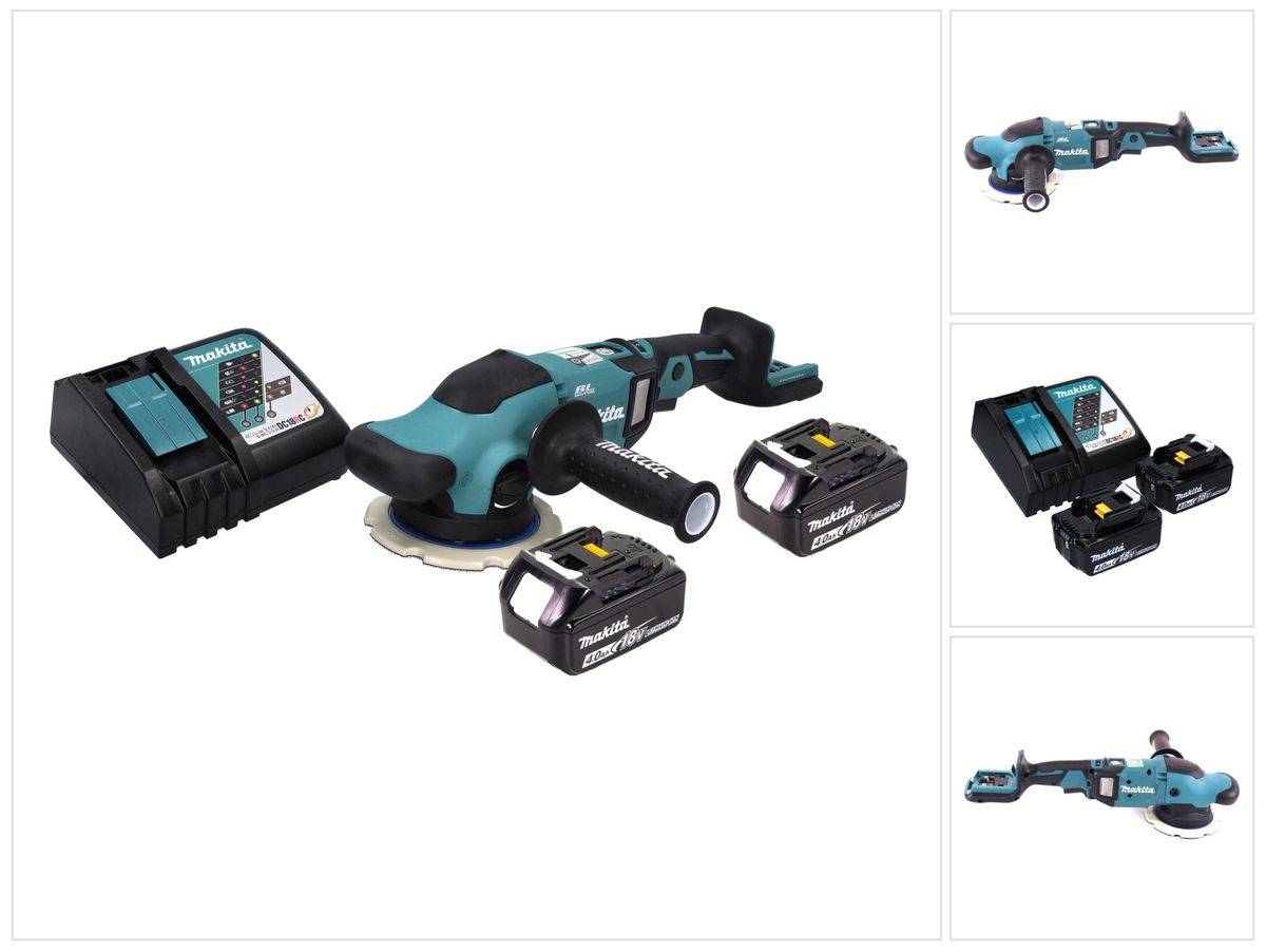 Makita DPO 600 RM Akku Exzenterpolierer 18 V 150 mm XPT Brushless + 2x Akku 4,0 Ah + Ladegerät