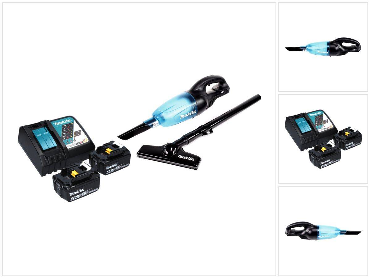 Makita DCL 180 RM B Akku Staubsauger 18 V Schwarz + 2x Akku 4,0 Ah + Ladegerät