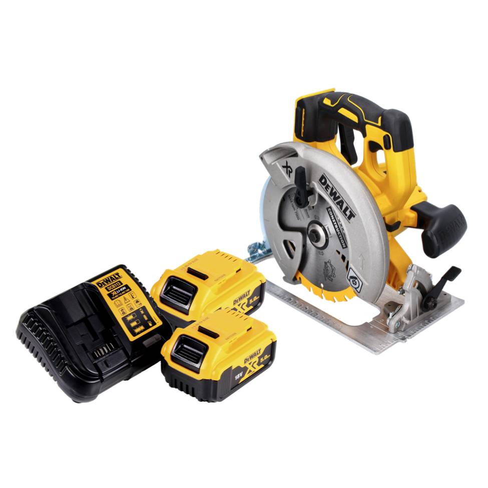 DeWalt DCS 570 P2 Akku Handkreissäge 18 V 184 mm Brushless + 2x Akku 5,0 Ah + Ladegerät