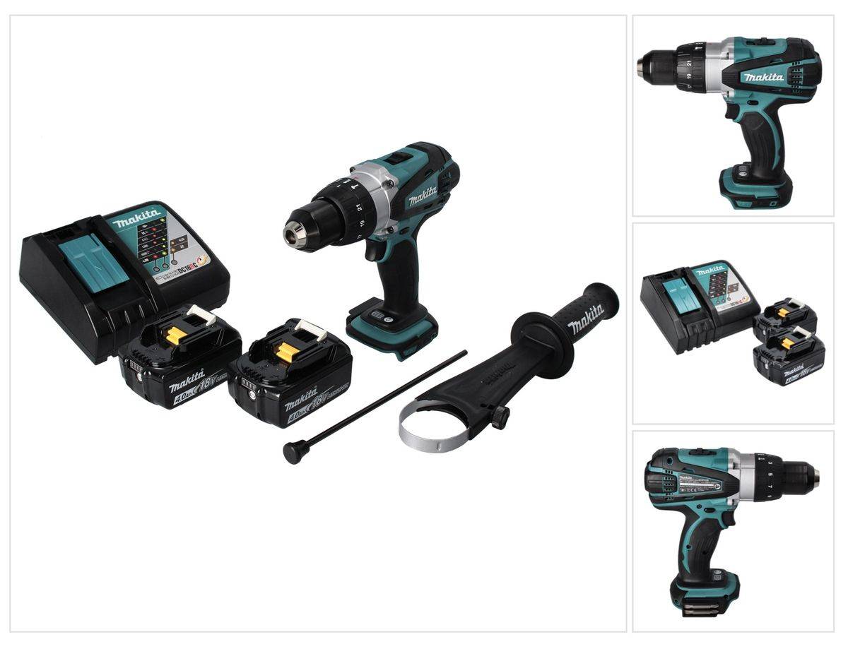 Makita DHP 458 RM Akku Schlagbohrschrauber 18 V 91 Nm + 2x Akku 4,0 Ah + Ladegerät
