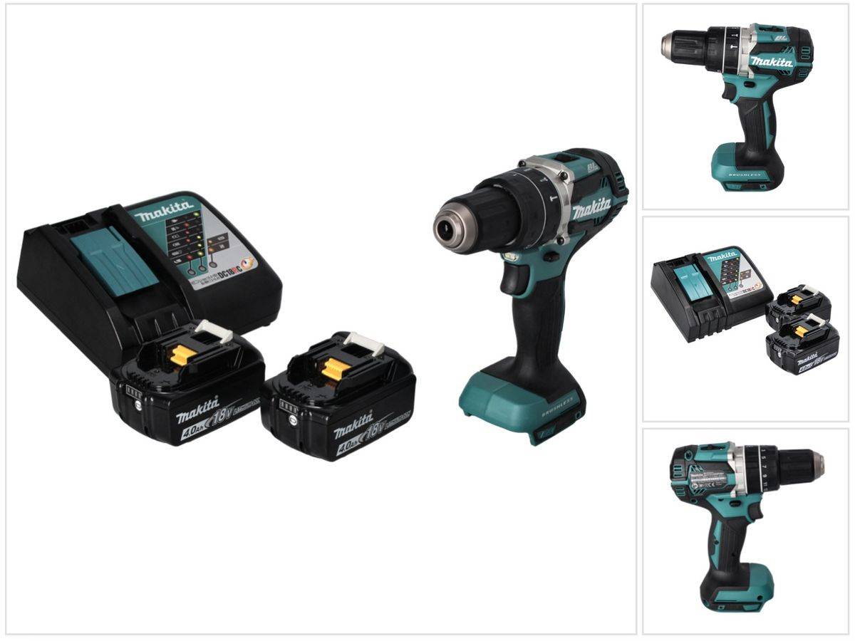 Makita DHP 484 RM Akku Schlagbohrschrauber 18 V 54 Nm Brushless + 2x Akku 4,0 Ah + Ladegerät