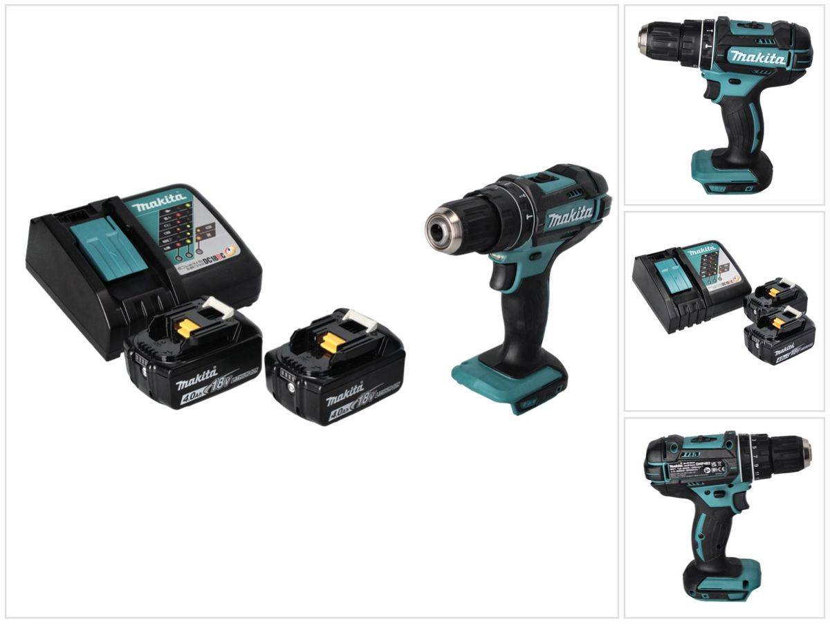 Makita DHP 482 RM Akku Schlagbohrschrauber 18 V 62 Nm + 2x Akku 4,0 Ah + Ladegerät