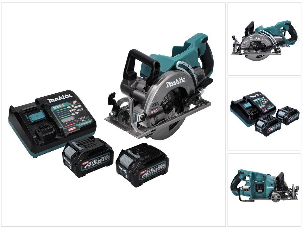 Makita RS 001 GD2 Akku Handkreissäge 40 V max. 185 mm Brushless + 2x Akku 2,5 Ah + Ladegerät