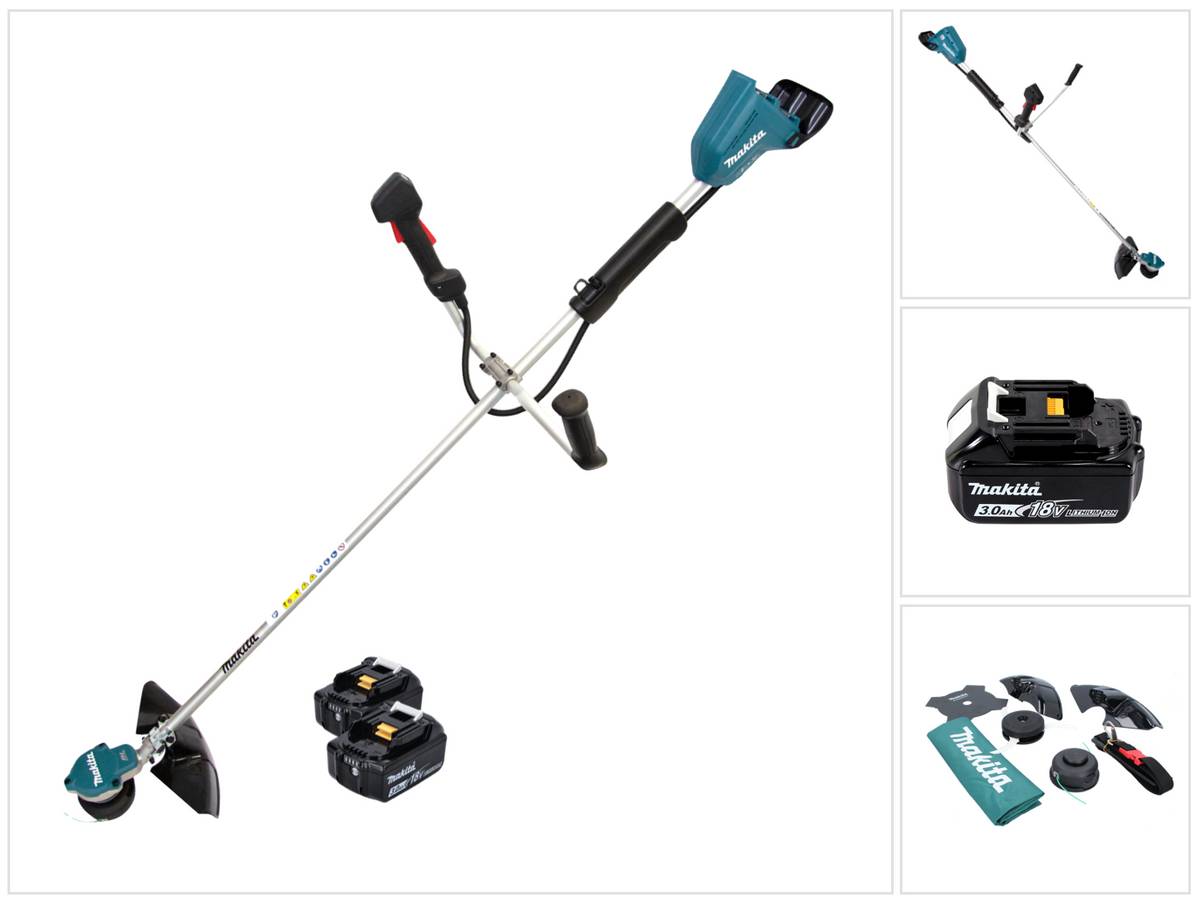 Makita DUR 368 AF Akku Freischneider 36 V ( 2 x 18 V ) Zweihandgriff Brushless + 2x Akku 3,0 Ah - ohne Ladegerät