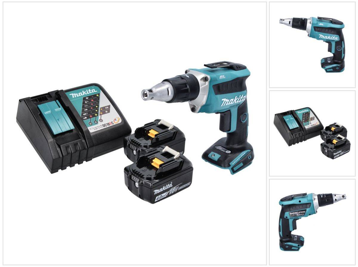 Makita DFS 452 RM Akku Schnellbauschrauber 18 V Brushless + 2x Akku 4,0 Ah + Ladegerät