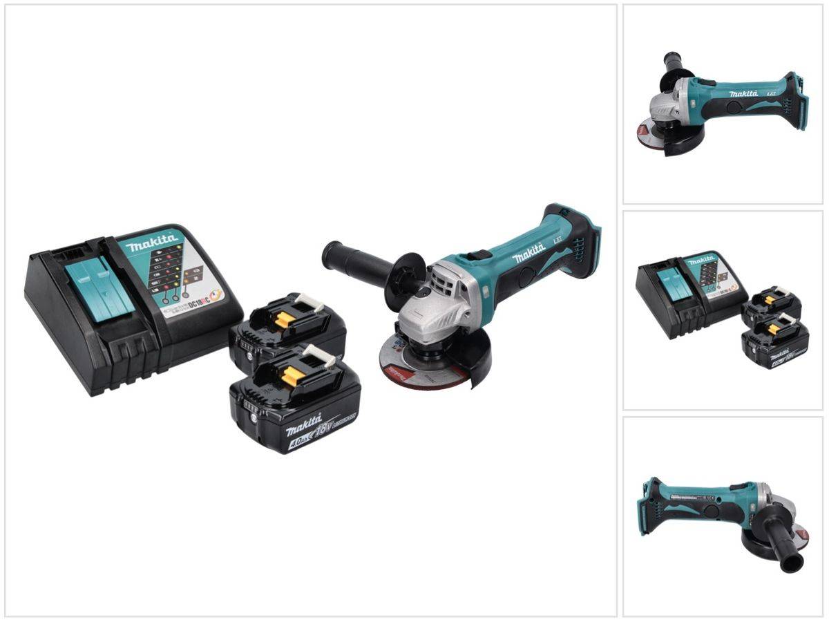 Makita DGA 452 RM Akku Winkelschleifer 18 V 115 mm + 2x Akku 4,0 Ah + Ladegerät