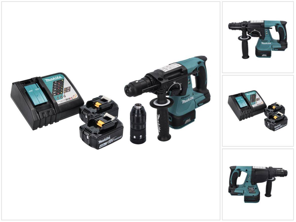 Makita DHR 243 RM Akku Bohrhammer 18 V SDS plus Brushless + 2x Akku 4,0 Ah + Ladegerät