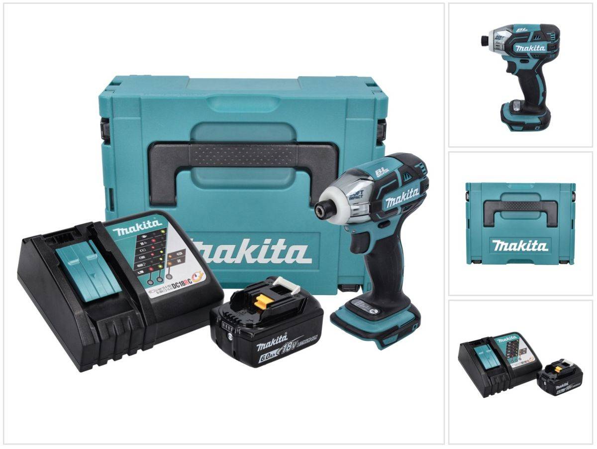 Makita DTS 141 RG1J Akku Impulsschrauber 18 V 40 Nm 1/4" Brushless + 1x Akku 6,0 Ah + Ladegerät + Makpac