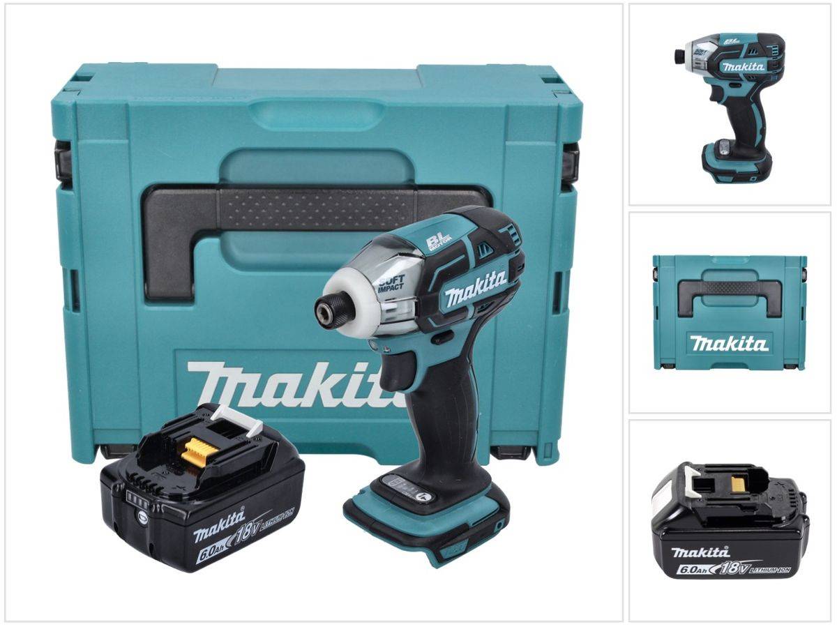 Makita DTS 141 G1J Akku Impulsschrauber 18 V 40 Nm 1/4" Brushless + 1x Akku 6,0 Ah + Makpac - ohne Ladegerät