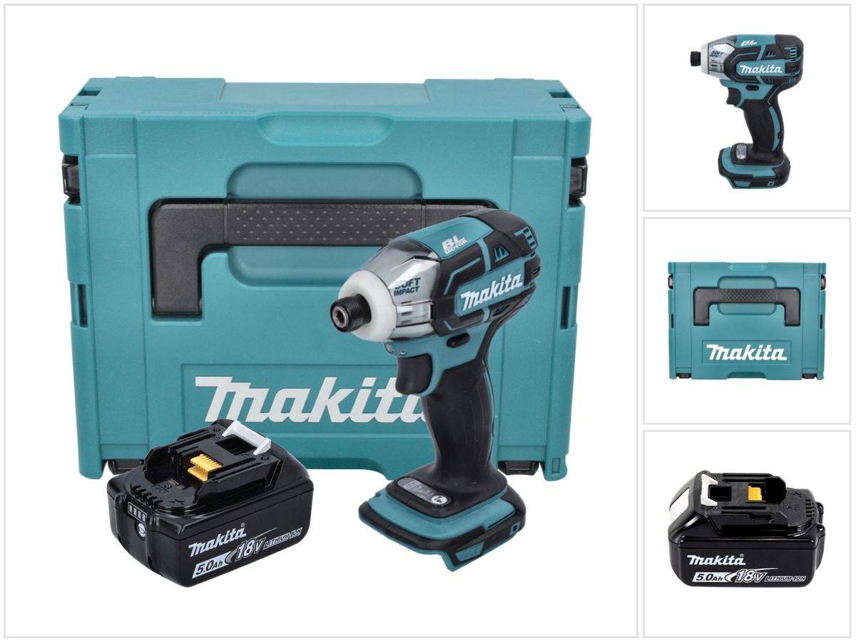 Makita DTS 141 T1J Akku Impulsschrauber 18 V 40 Nm 1/4" Brushless + 1x Akku 5,0 Ah + Makpac - ohne Ladegerät